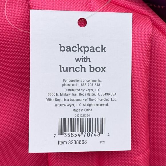 New NWT Office Depot Girls Pink Roller Skate School Backpack & Lunch Box Set - Picture 11 of 11